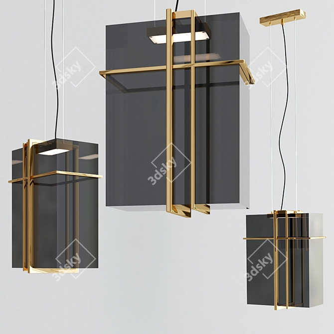 Smokey Brass LED Pendant 3D model image 1