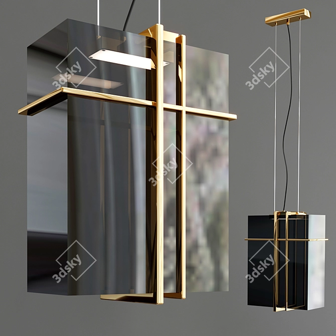 Smokey Brass LED Pendant 3D model image 2