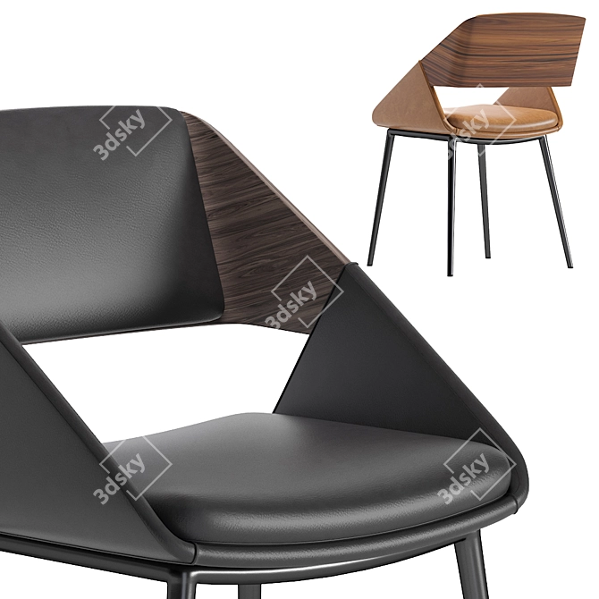 Herrick Leather Chair: Stylish and Luxurious 3D model image 2