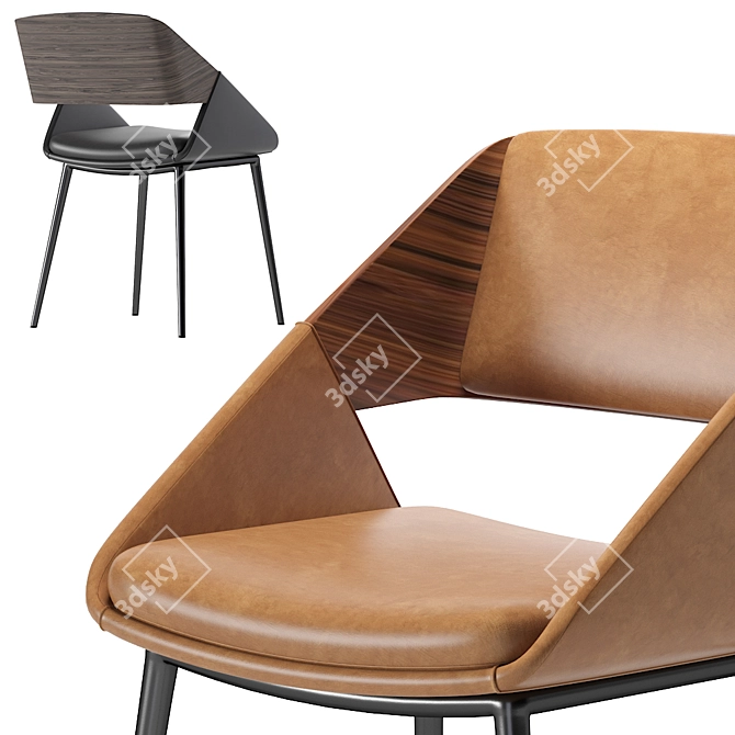 Herrick Leather Chair: Stylish and Luxurious 3D model image 4