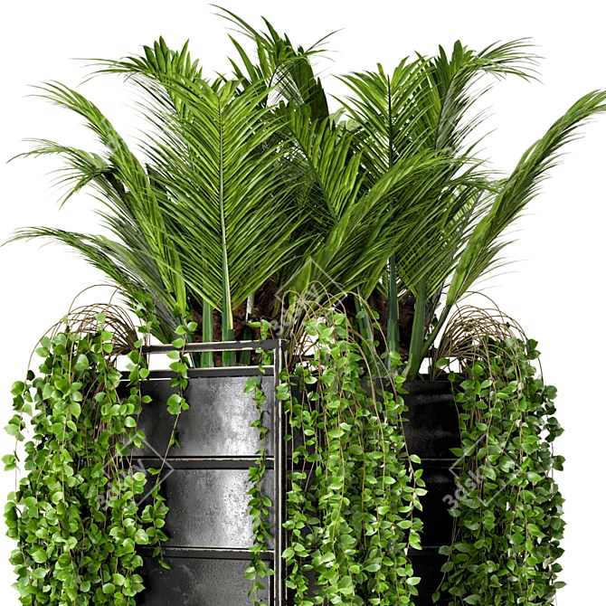 Rusty Concrete Pot Indoor Plants 3D model image 3