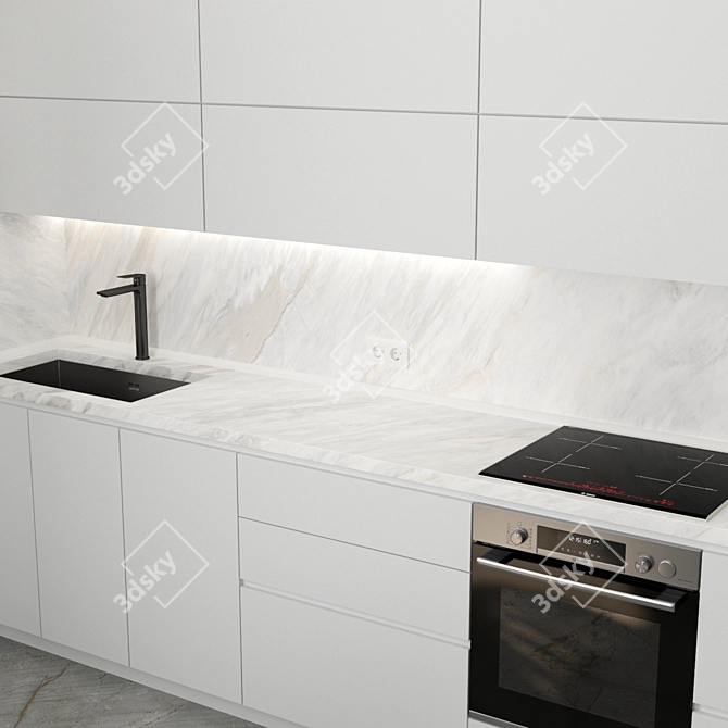 Sleek Modern Kitchen Set 3D model image 3