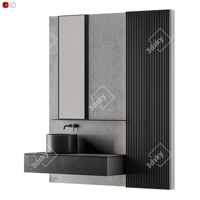 Modern Gray Bathroom Set 3D model image 2