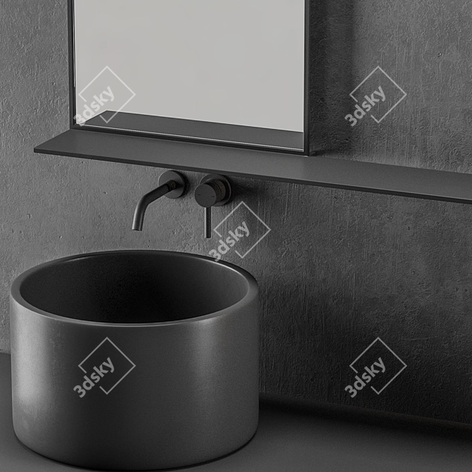 Modern Gray Bathroom Set 3D model image 3