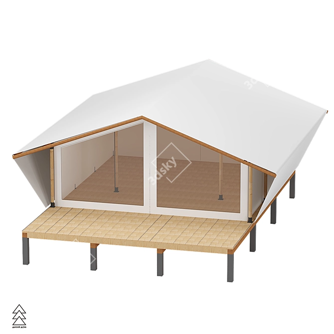 Wild House Family Tent: Spacious 6x6m Module 3D model image 2