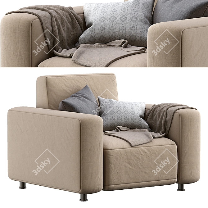  Stylish Dienne Cross Armchair 3D model image 1