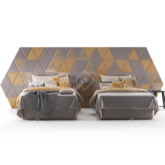 Convertible Single Bed Set with 5 Color Textures 3D model image 2