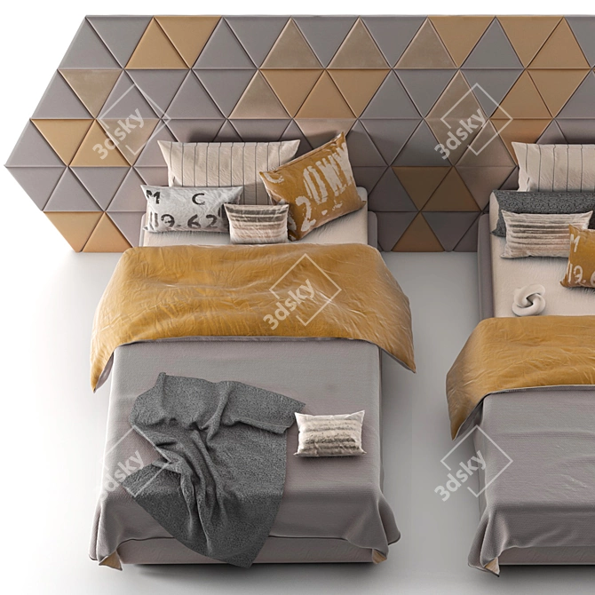 Convertible Single Bed Set with 5 Color Textures 3D model image 4