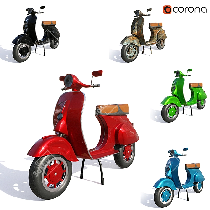 Vespa Classic: 5-Color Materials 3D model image 5