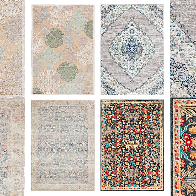 Vintage Blue Texture Rug Collection 3D model image 1