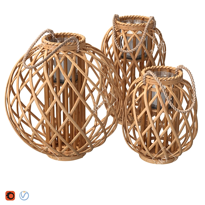 Elegant Decorative Lantern Set 3D model image 1