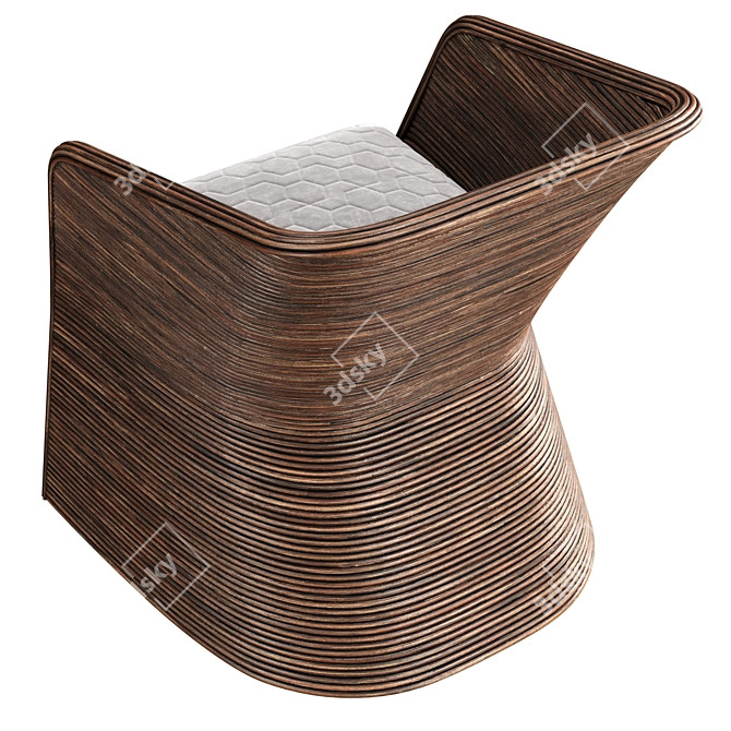 Organic Rattan Tub Chair 3D model image 3