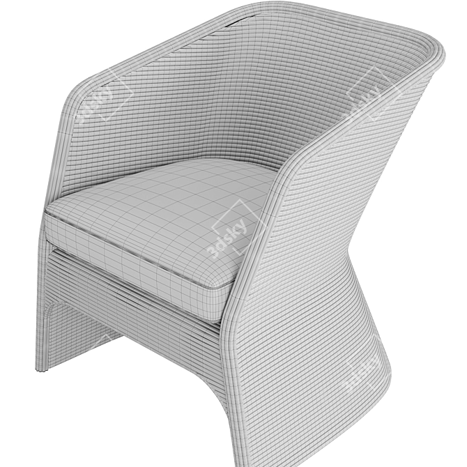 Organic Rattan Tub Chair 3D model image 5