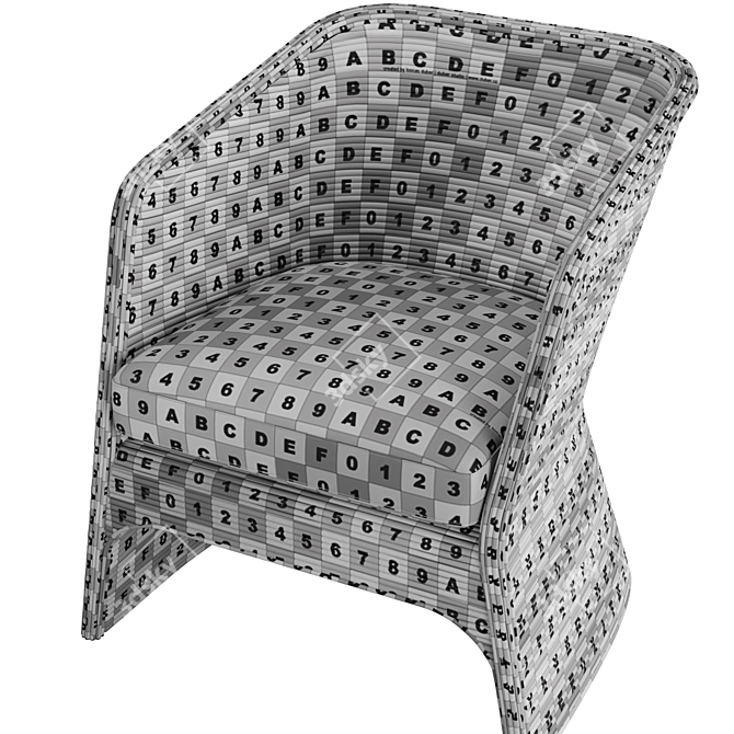 Organic Rattan Tub Chair 3D model image 6