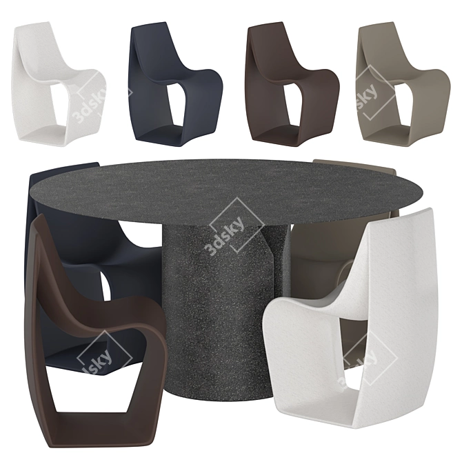 NVL Table & SIGN MATT Chairs Set 3D model image 5