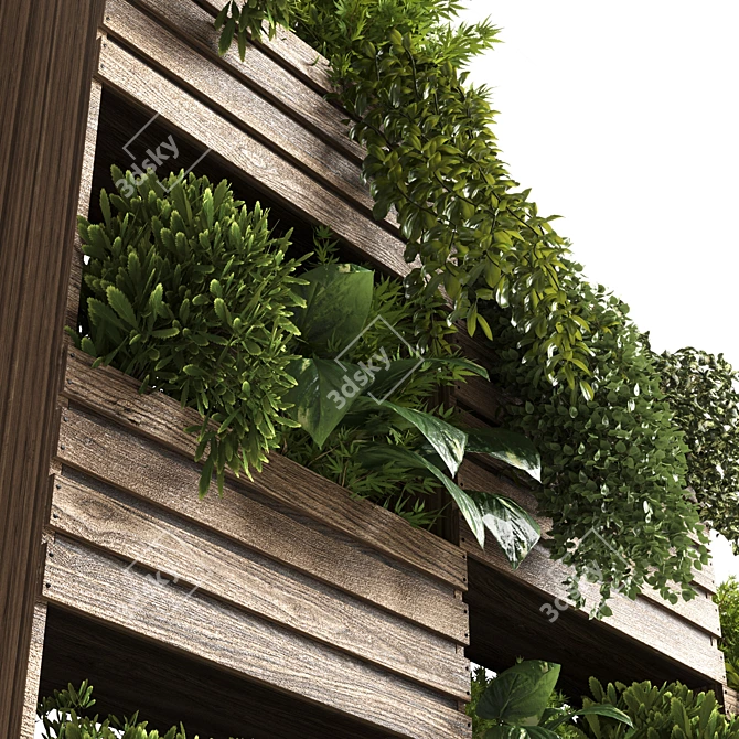 Elegant Bax Wood Vase - Indoor Plant Stand 3D model image 4