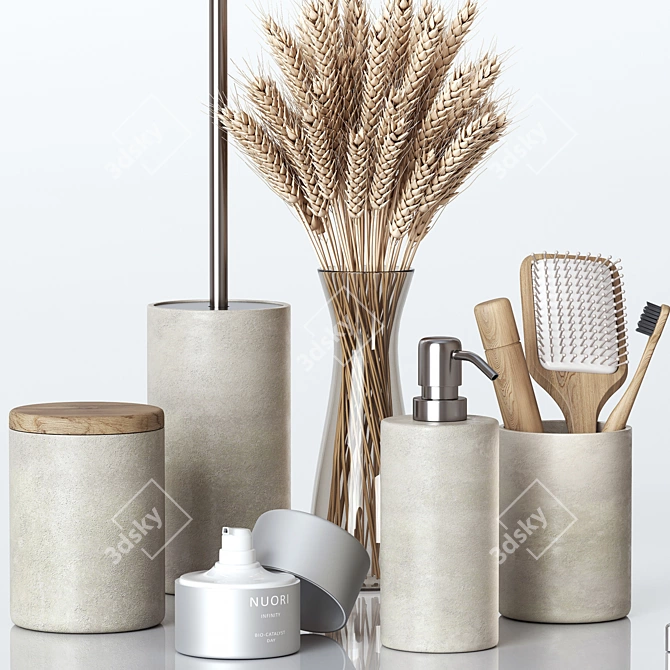 Rustic Wheat Bathroom Set 3D model image 2