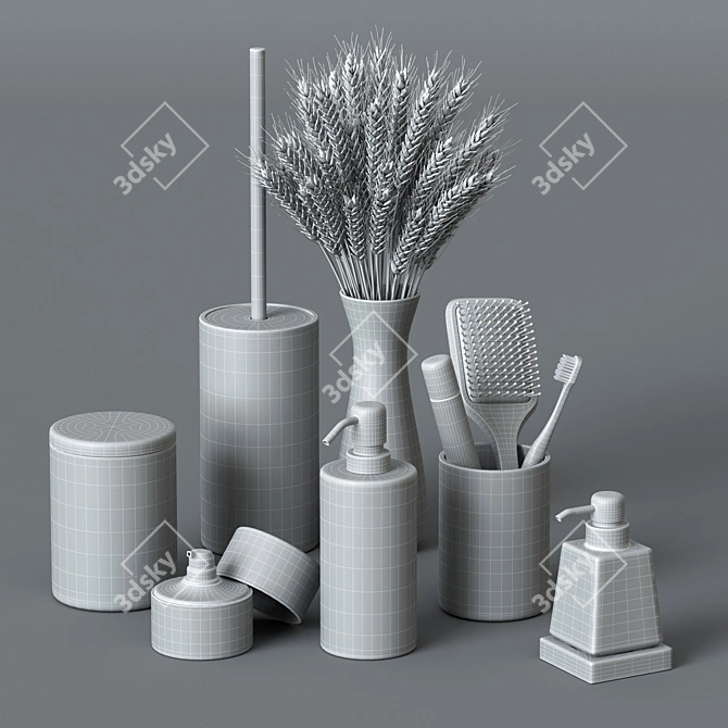 Rustic Wheat Bathroom Set 3D model image 4