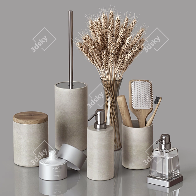 Rustic Wheat Bathroom Set 3D model image 9