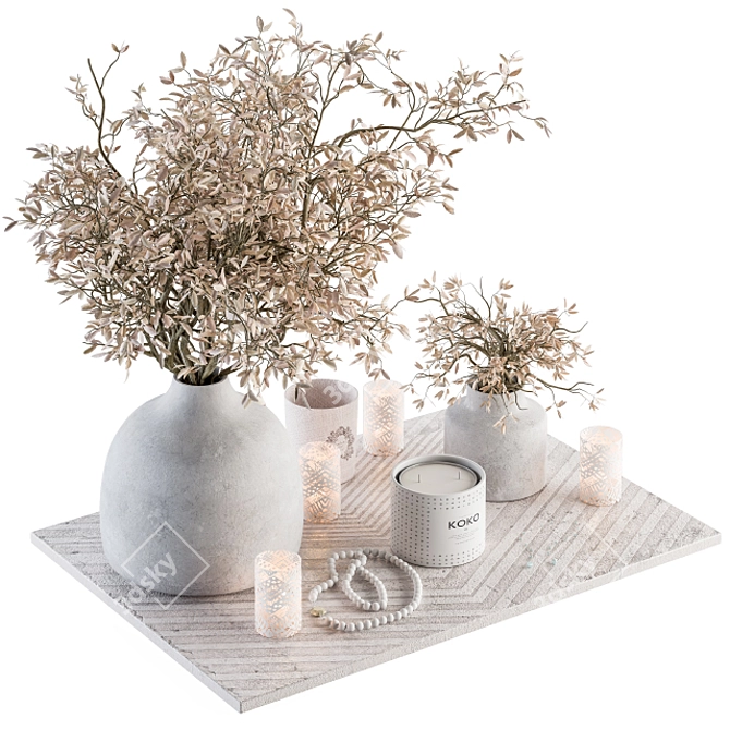 Elegant Blooms Decor Set 3D model image 1