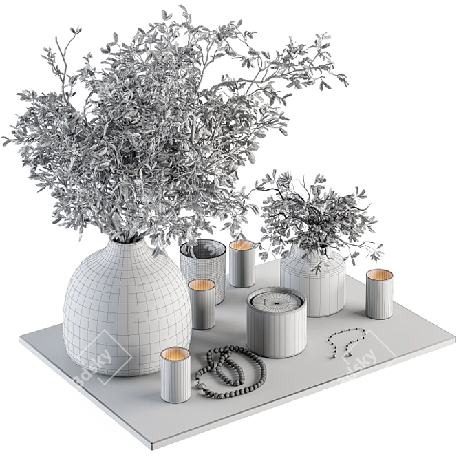 Elegant Blooms Decor Set 3D model image 5