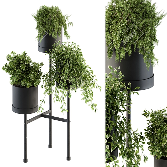 Elegant Black Box Plant Stand 3D model image 1