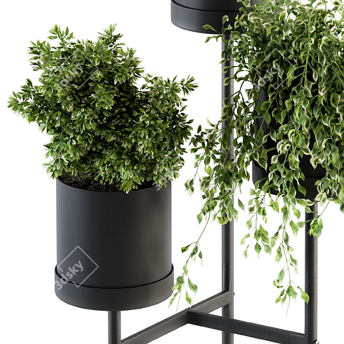 Elegant Black Box Plant Stand 3D model image 2