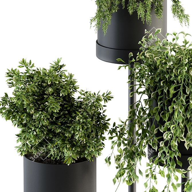 Elegant Black Box Plant Stand 3D model image 4