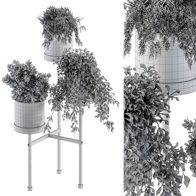 Elegant Black Box Plant Stand 3D model image 5