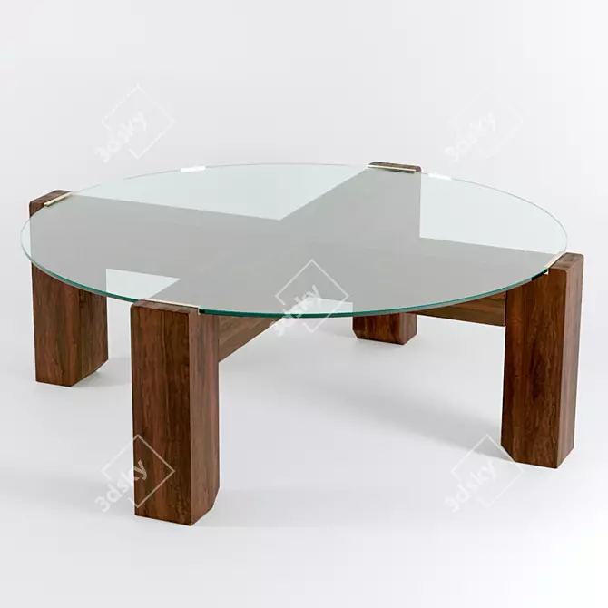 Sleek Wood and Glass Coffee Table 3D model image 1