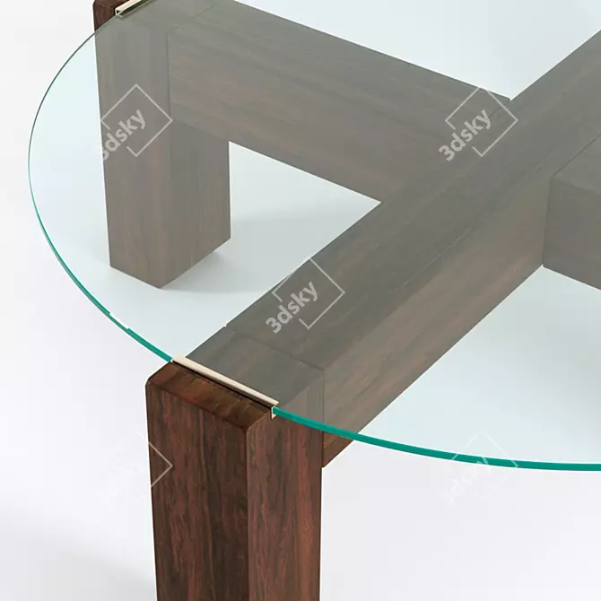 Sleek Wood and Glass Coffee Table 3D model image 2