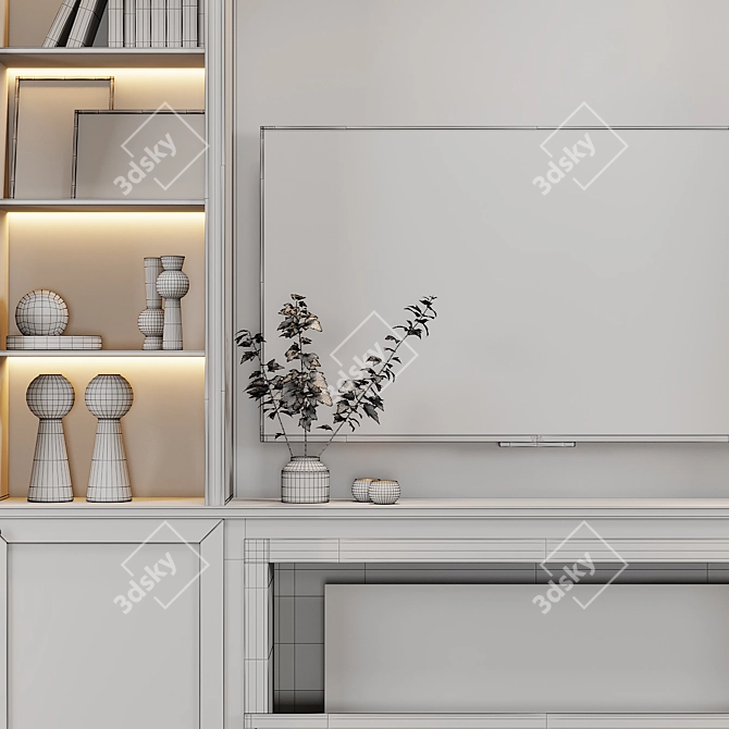 Elegant Neoclassical TV Wall 3D model image 5