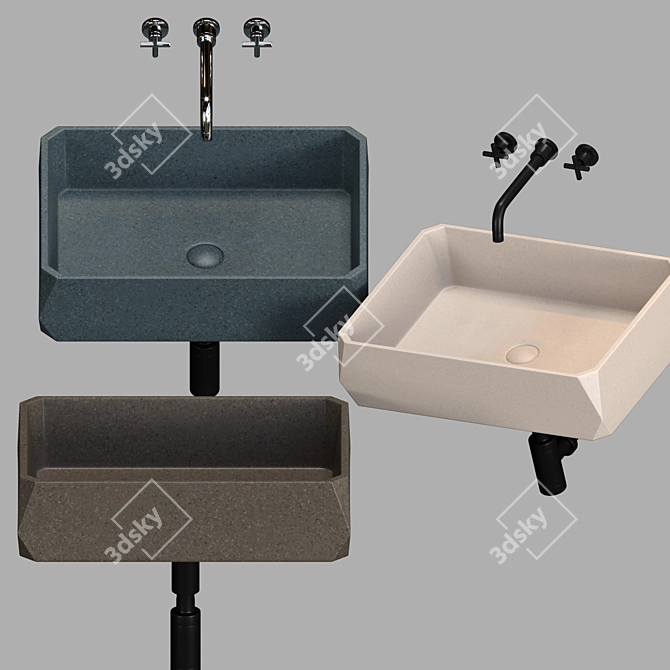 Terazzo F Washbasin: Sleek and Functional 3D model image 2