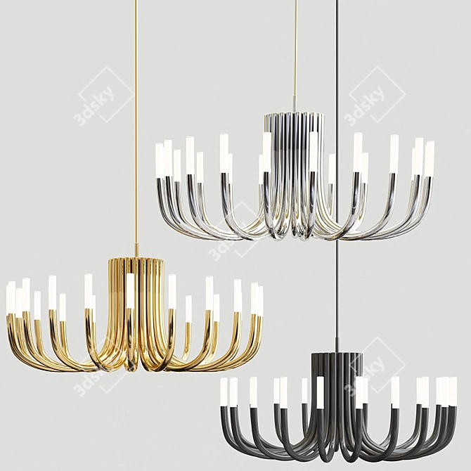 Elegant Rousseau Oval Chandelier 3D model image 2