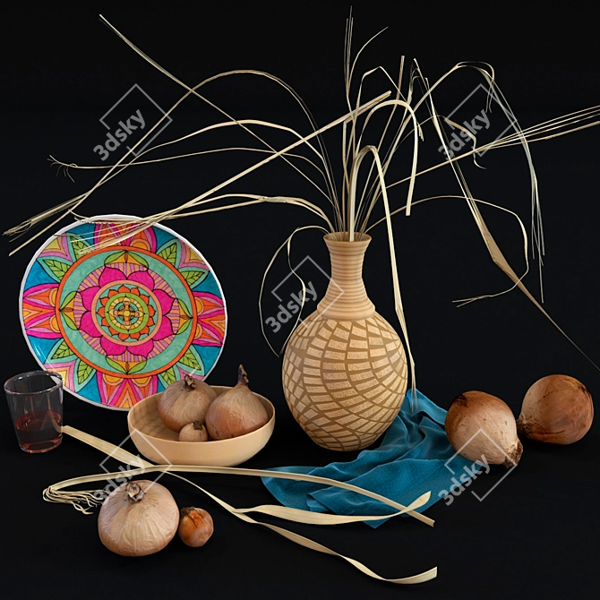 Straw & Onion Deco Set 3D model image 1