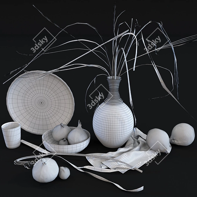 Straw & Onion Deco Set 3D model image 2