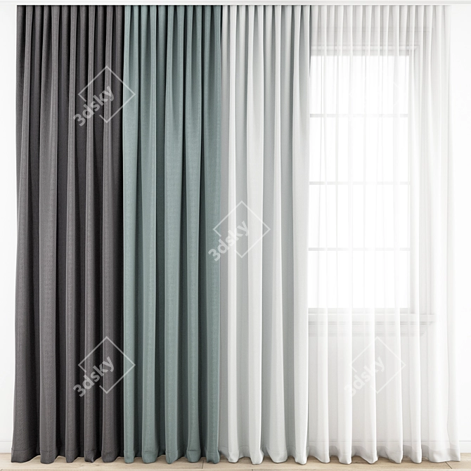 Modern Polygonal Curtain Design 3D model image 1