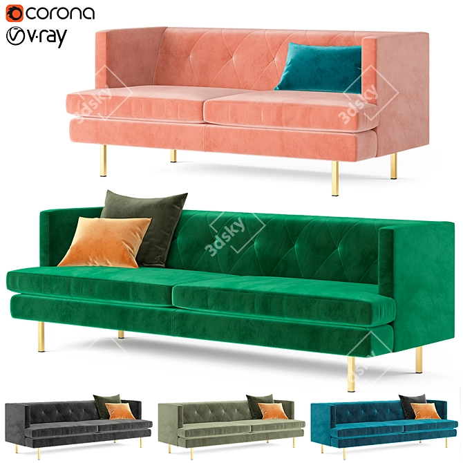 Modern and Stylish Avec Sofas 3D model image 1