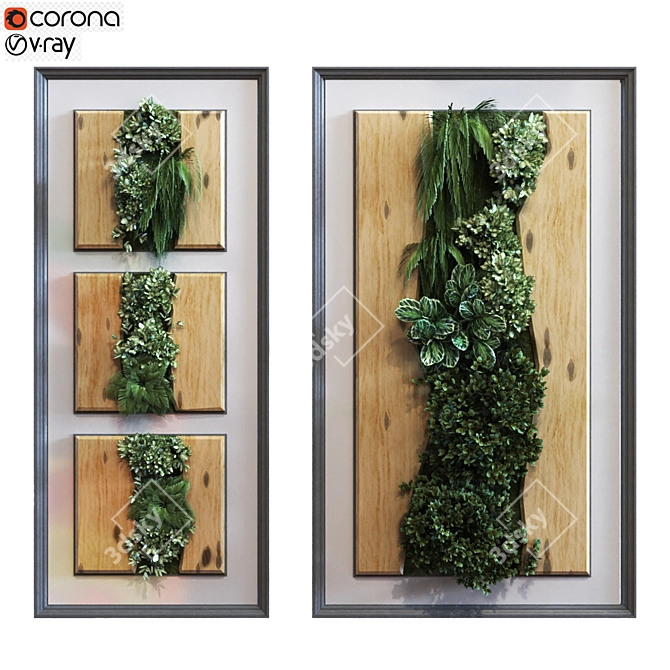 Elegant Green Wall Frame Set 3D model image 1