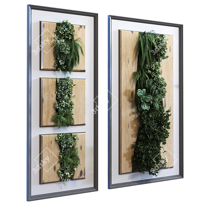 Elegant Green Wall Frame Set 3D model image 2