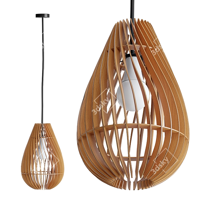 Modern Wooden Teardrop Pendant 3D model image 1