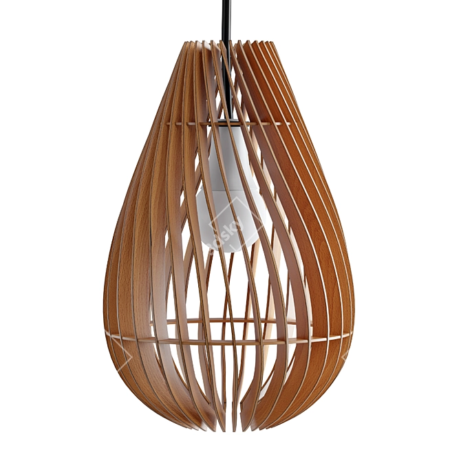 Modern Wooden Teardrop Pendant 3D model image 2