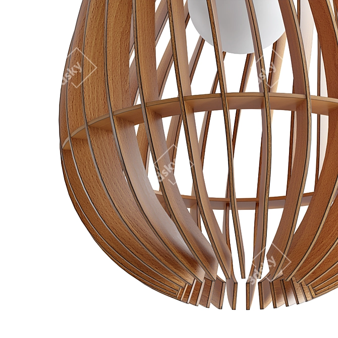 Modern Wooden Teardrop Pendant 3D model image 3