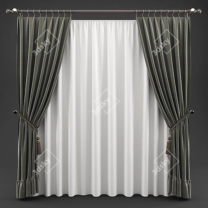 Premium UV Mapped Curtain 3D model image 1