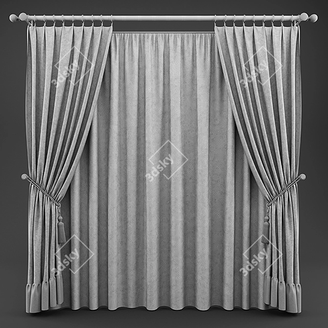 Premium UV Mapped Curtain 3D model image 5