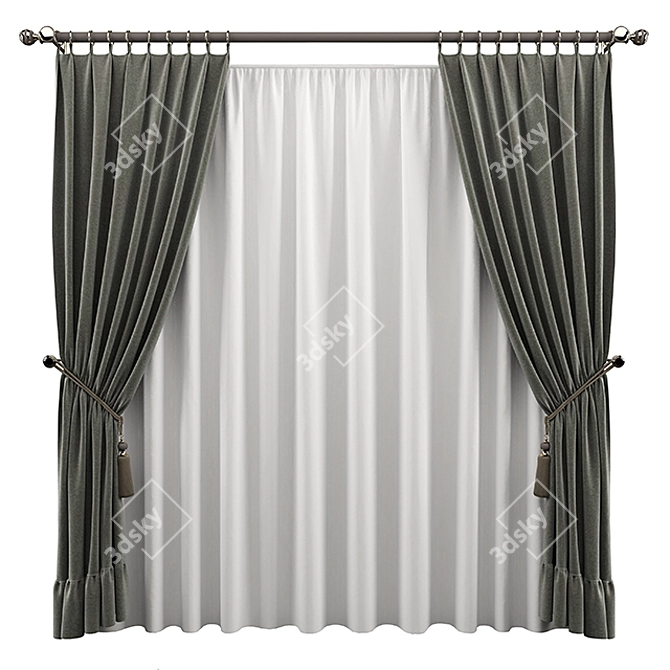 Premium UV Mapped Curtain 3D model image 6