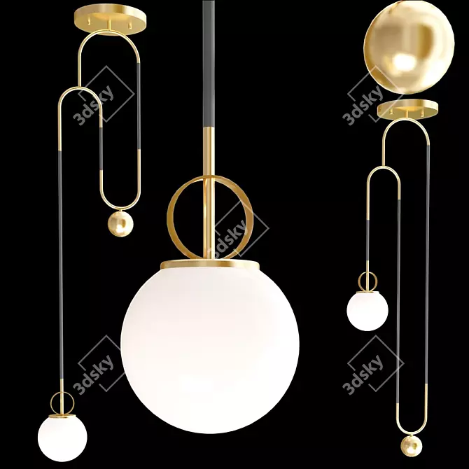 Art Deco Pendant Light: Cradle Brass 3D model image 1