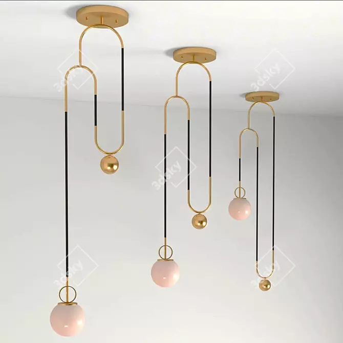 Art Deco Pendant Light: Cradle Brass 3D model image 3