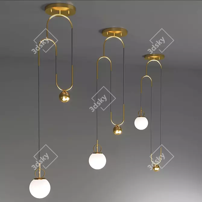 Art Deco Pendant Light: Cradle Brass 3D model image 4