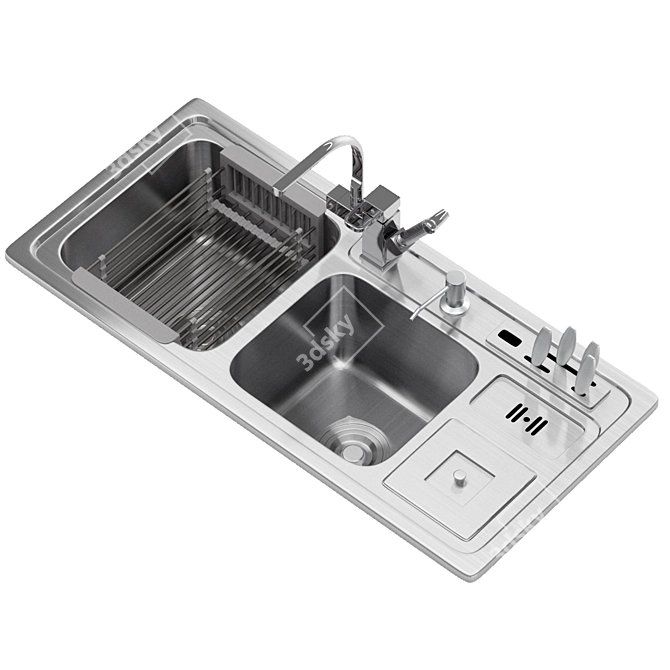 Dual Slot Kitchen Sink: Rigged and Render-Ready 3D model image 1